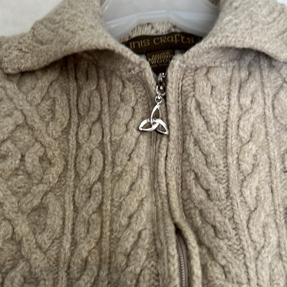 Inis Crafts 100% merino wool zippered cardigan made in Ireland size S - Picture 4 of 16